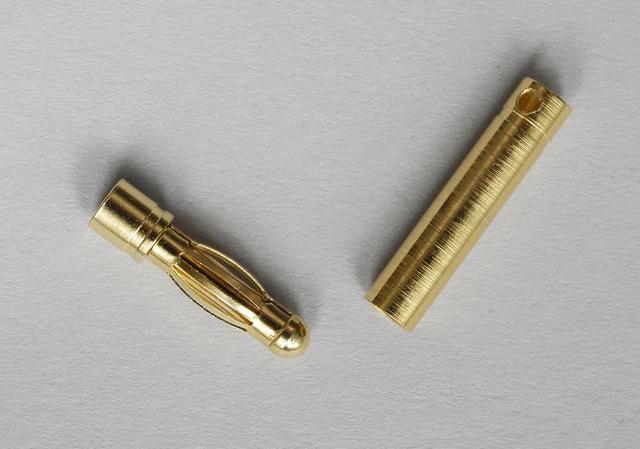 Prise PK 4 mm mâle/ femelle plaquées or lot de 3 paires avec gaine thermo